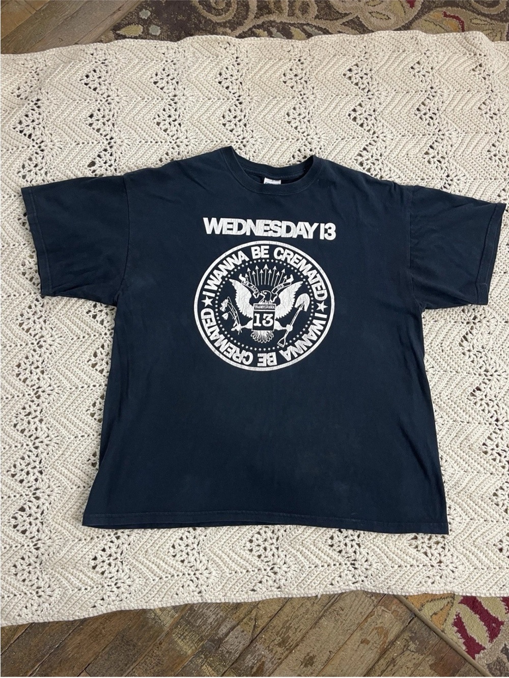 Wednesday 13 T shirt Early 2000s Y2K Goth Alt Punk Navy Blue Cremated XL